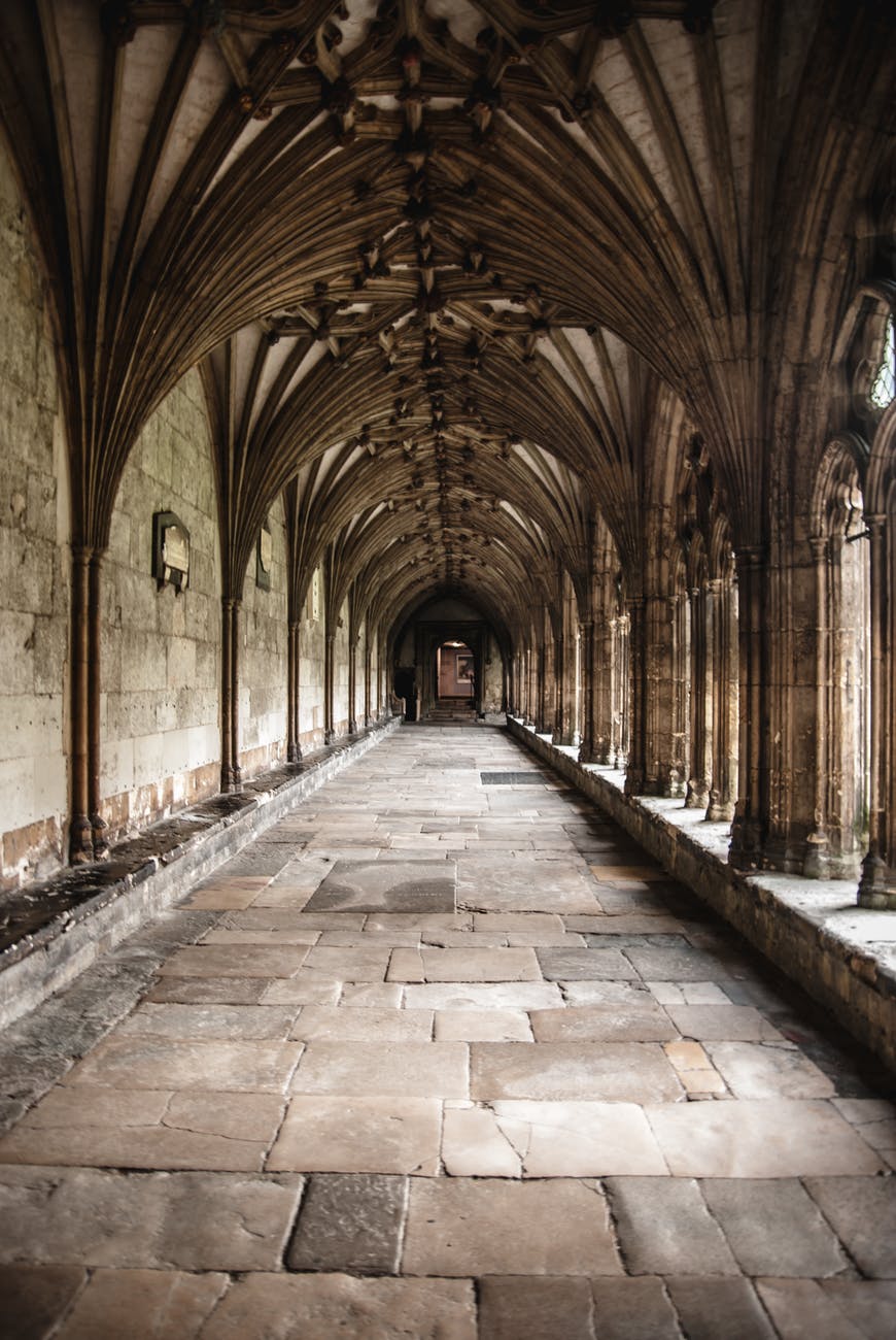 brown concrete hallway